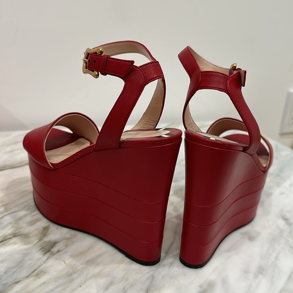 GUCCI NAPPA CHARLOTTE HIBISCUS RED 35.5 5.5 - Picture 5 of 10